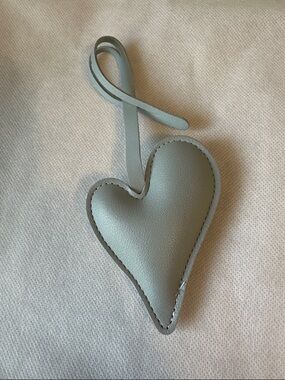 Heart-Shaped Vegan Leather Bag Charm in Baby Blue Accessory NWT Gifts